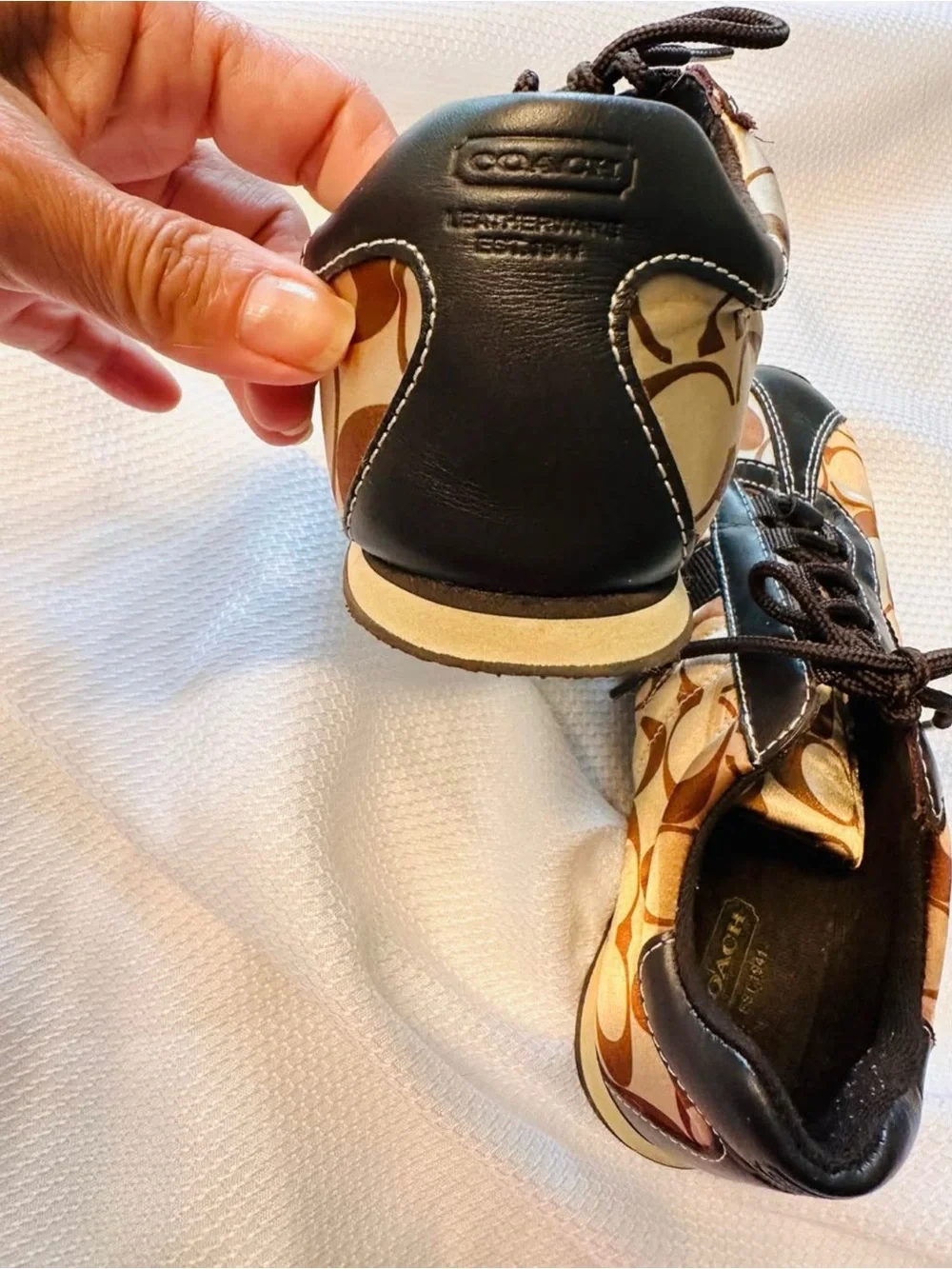 Coach Brown & Tan Signature-Print Lace-Up Sneakers